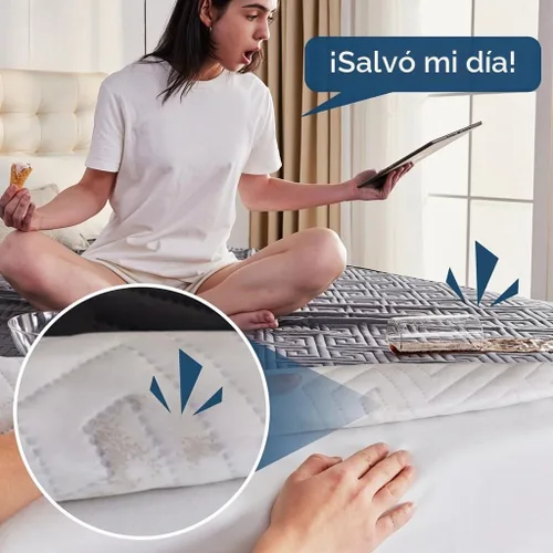 Vista 2 de BDEUS - Protector de colchón impermeable tamaño King con correas, funda de cama silenciosa, bolsillo profundo, ajustable hasta 18 pulgadas