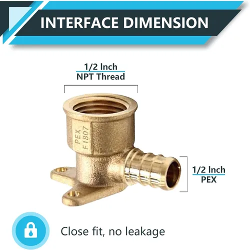 Vista 2 de PEX Fittings, 1/2" PEX x 1/2" hembra NPT Drop Ear Elbow Accesorios de engarce de latón PEX, para fontanería de tubería PEX, ASTM F1807