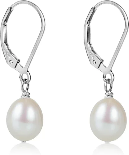 Vista 20 de LILY LUSTRE - Aretes colgantes de plata de ley 925 chapados en oro de 14 quilates, seleccionados a mano, calidad AAAA, color blanco natural