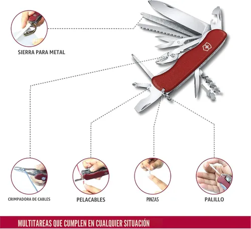 Vista 2 de Victorinox Work Champ - Cuchillo suizo del ejército, 21 funciones, color rojo multiherramienta cuchillo suizo del ejército pequeño cuchillo