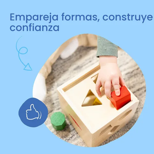 Vista 3 de Melissa & Doug Cubos de formas de Clasificación Clásico Juguete de Madera, Juguete de Desarrollo, Forma Fácil de Agarre, Construcción de Madera