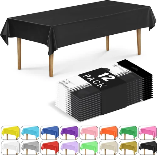 Vista 32 de DecorRack 2 Manteles rectangulares de plástico libres de BPA, 54 x 108 pulgadas, mantel de mesa para comedor, mantel rectangular para fiestas