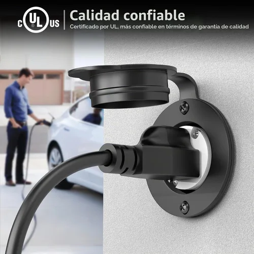 Vista 5 de Toma de corriente con brida NEMA 5-15R - 110 V/120 V, 15 amperios, receptáculo de enchufe hembra redondo individual, resistente a la intemperie