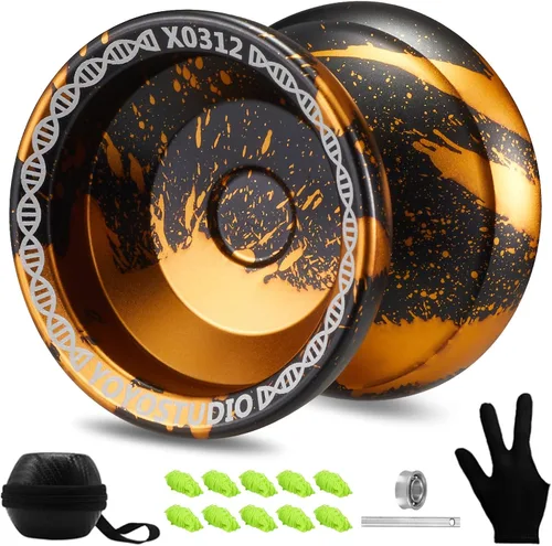 Vista 12 de YOYOSTUDIO X0312 Yoyo Profesional de Trucos Responsivo para Niños de 8-12 o Más, Yoyo de Girar con Dedo de Metal para Adultos con Kit de Rodamientos