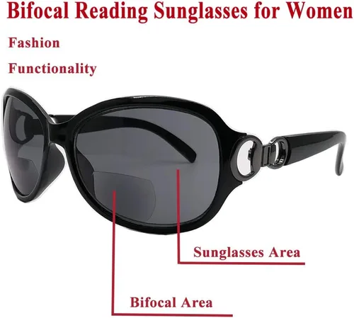 Vista 2 de 2 pares de lentes de sol de lectura bifocales para mujer, protección UV vintage