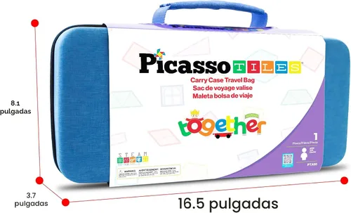 Vista 6 de PicassoTiles Estuche de Almacenamiento de Fichas Magnéticas 16.5x7.5x3.5in Bolsa de Transporte de Viaje con Asa, Organizador Resistente al Agua