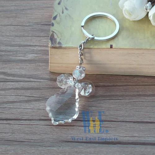 Vista 6 de Llavero de ángel guardián de cristal bautizo recuerdo de fiesta (12 piezas) bautizo boda favor mi presentacion Llaveros de Cristal Hechos en México