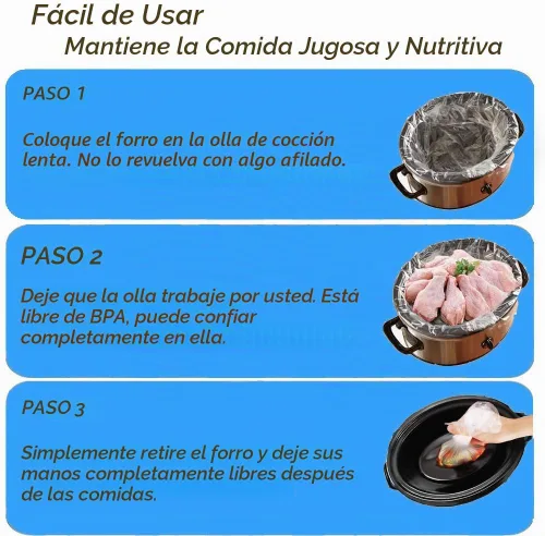 Vista 4 de 40 forros de olla de cocción lenta, bolsas de cocina desechables para ollas, ajuste de 3 cuartos a 8 cuartos de galón para olla de cocción lenta