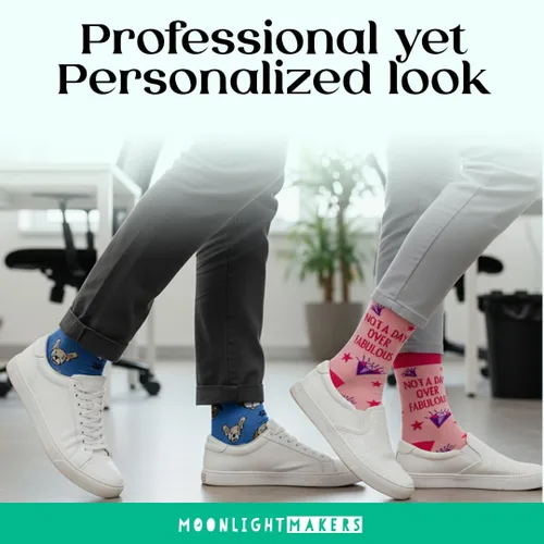 Vista 39 de Moonlight Makers Funny Colored Socks, Novelty Socks, Stocking Stuffer, Unisex Socks