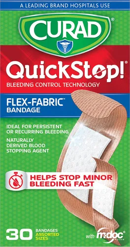 Vista 2 de Tiritas Curad Quickstop, de tela flexible con tecnología para coagulación instantánea, CUR5245, 1, 1