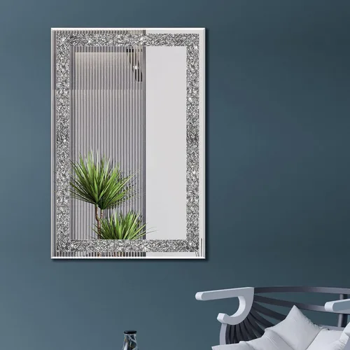 Vista 8 de Ruomeng Espejo de pared rectangular, 16 x 20 pulgadas, diamante de cristal aplastado, baño, entrada y dormitorio