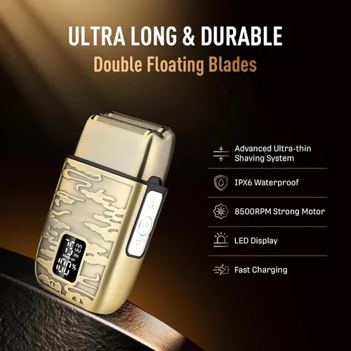 Vista 2 de Afeitadoras de aluminio para hombre, recortadoras de barba para hombres profesionales, afeitadoras eléctricas para hombres, afeitadora de bigote