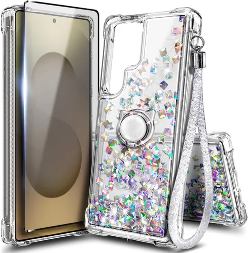 Vista 82 de NGB - Funda para teléfono Samsung Galaxy S9, color aguamarina/morado, bonita funda con purpurina líquida para mujeres y niñas, con protector