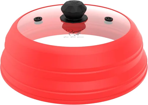 Vista 11 de Funda de silicona plegable para microondas, tapa de salpicaduras multifunción ventilada con plato de vidrio para cocinar alimentos y tocino, apto