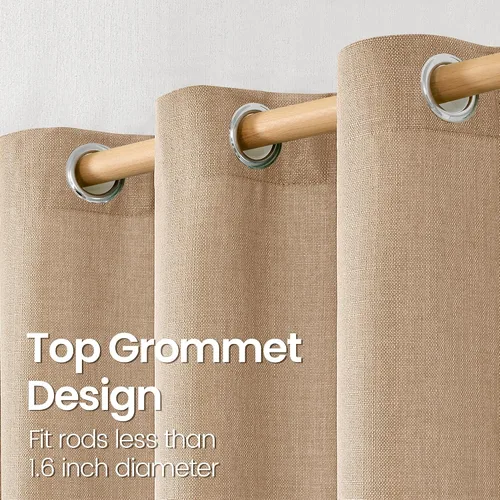 Vista 27 de BGment Cortinas de Lino Beige de 63 Pulgadas de Largo 2 Paneles - Tratamientos para Ventanas con Textura de Arpillera Filtrantes de Luz Cortinas B