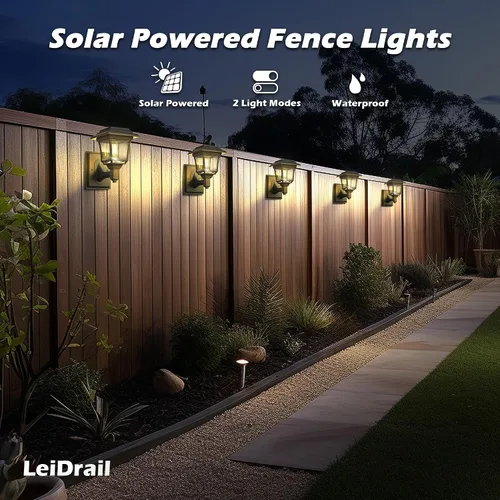 Vista 6 de LeiDrail Luces solares para valla, 2 modos de luces solares de pared con bombilla Edison, accesorios de casa de juegos al aire libre, impermeables