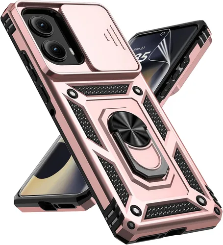 Vista 12 de Funda para Motorola Edge 2024 con cubierta deslizante para cámara, protector de pantalla HD [prueba de caídas de grado militar] Soporte de anillo