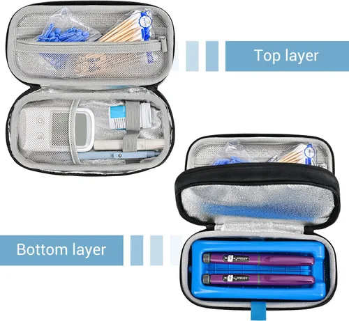 Vista 4 de ProCase Estuche de transporte de viaje enfriador de insulina, organizador portátil de medicamentos para el resfriado para diabetes con ladrillo