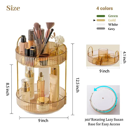 Vista 3 de Aveniee Organizador de maquillaje giratorio de 360 grados para tocador, organizadores de baño mejorados para perfume y cuidado de la piel