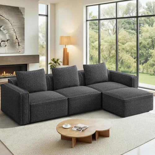 Vista 10 de Welzona Sofá modular de 132 pulgadas, sofá modular bloqueado, sofás con marco de madera para sala de estar, sofá en forma de U de 22 pulgadas