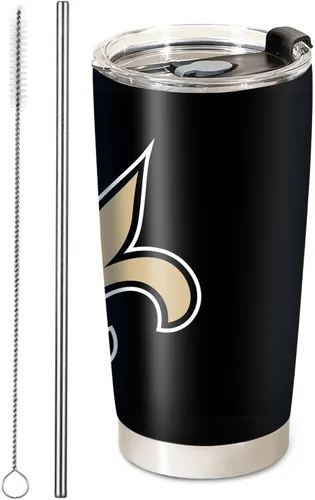 Vista 13 de Taza de fútbol aislada para café, vaso de viaje de acero inoxidable de 20oz con aislamiento al vacío, tapa y popote, tazas de café para bebidas