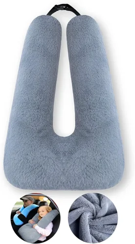 Vista 22 de FHSGGP Almohada de viaje Almohada de coche para niños La ayuda para dormir para adultos y niños en viajes por carretera Almohada de viaje para niños