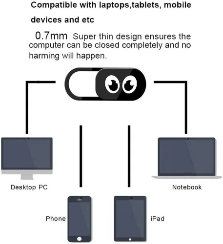 Vista 3 de Cubierta deslizante para cámara web de 0.028 in de grosor – Funda para cámara web para laptop, escritorio, PC, Macboook Pro, iMac, Mac Mini