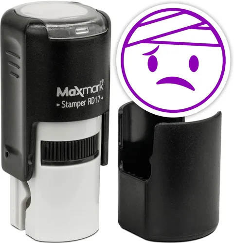 Vista 41 de MaxMark Sello de Emoji Autoentintado Redondo - Enojada - Tinta Negra