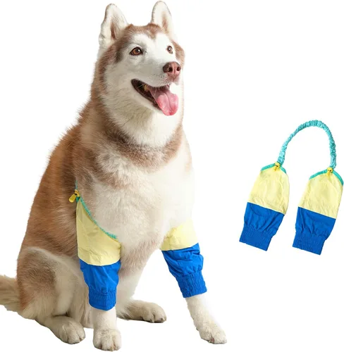 Vista 8 de Mangas protectoras impermeables para codo de perro para patas delanteras Marrón y borgoña