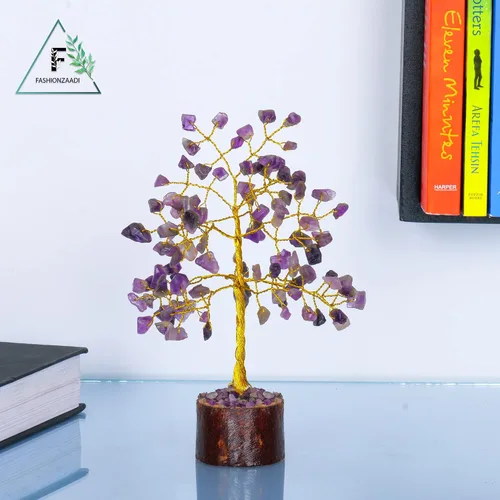 Vista 4 de FASHIONZAADI Árbol de dinero bonsái de amatista, árbol de dinero de cristal Feng Shui, piedras preciosas de chakras, cristales curativos de buena