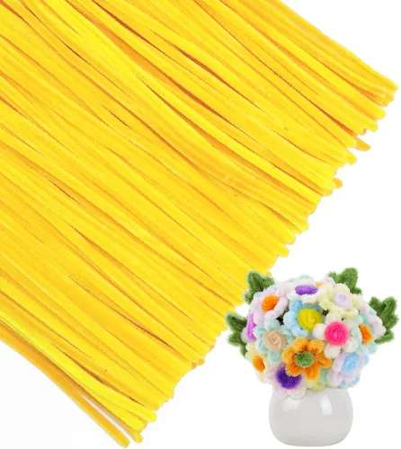 Vista 8 de IOOLEEM - Limpiapipas, 200 tallos de chenilla para hacer flores de color rosa claro