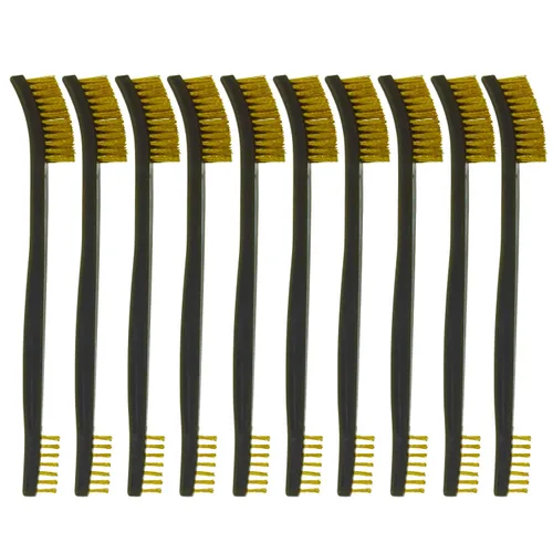 Vista 17 de Paquete de 10 cepillos de limpieza multiusos de doble punta para pistolas de 7 pulgadas, cepillos de cerdas de nailon de acero y latón (5 tipos)
