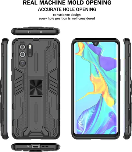 Vista 7 de Asuwish Funda de teléfono para Huawei P30 Pro con protector de pantalla de vidrio templado y soporte delgado, híbrido resistente, película trasera
