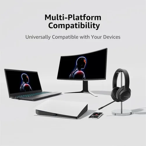 Vista 7 de NONCHI Auriculares inalámbricos Bluetooth sobre la oreja con micrófono desmontable, auriculares para juegos con cancelación activa de ruido