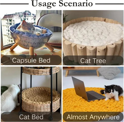 Vista 2 de Tapete de amasamiento para gatos, hecho a mano, cojín redondo para Verde