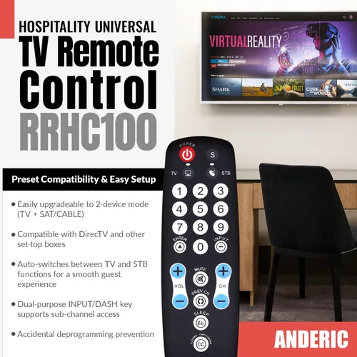 Vista 2 de Anderic EzWipe - Mando a distancia universal para TV, 1 dispositivo, solo