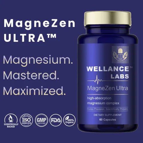 Vista 2 de Complejo MagneZen Ultra Magnesio con B6, fórmula de 4 fuentes para aliviar el estrés y apoyar el sueño