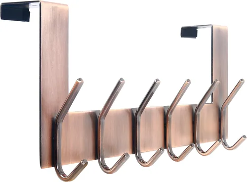 Vista 7 de WEBI Ganchos sobre la Puerta Colgador de Puerta, Toallero sobre la Puerta con 6 Ganchos para Colgar, Colgador de Abrigos y Toallas para Puerta Negro