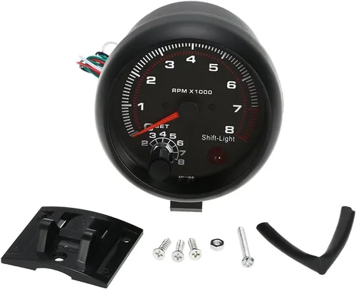 Vista 2 de 3.75 pulgadas de coche universal negro tacómetro blanco luz de cambio entre 0-8000 RPM, solo para vehículos de gasolina de 12 V