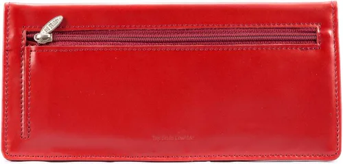 Vista 8 de Big Skinny Billetera ejecutiva de piel para mujer con pliegue doble, porta hasta 40 tarjetas Rojo