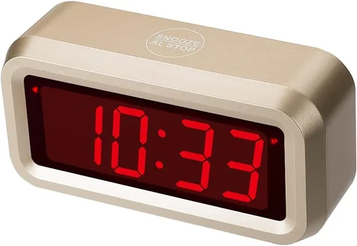 Vista 12 de Reloj despertador digital, funciona con pilas, con pantalla LED para dormitorios, larga duración de batería, brillo ajustable en 3 niveles, 12/24