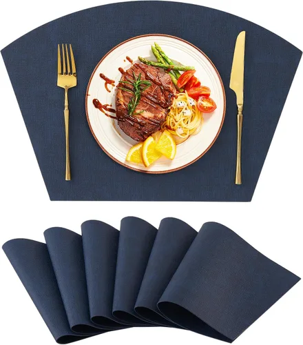 Vista 9 de Homaxy Juego de 4 manteles individuales de piel sintética resistentes al calor para mesa de comedor, impermeables, lavables, lavables, manteles