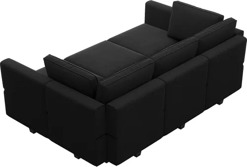 Vista 9 de Belffin Sofá Seccional Modular de Terciopelo con Chaise Lounge Sofá Cama Seccional con Chaise de Almacenamiento Sofás Cama Sofá para Sala de Estar