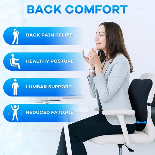 Vista 6 de Juego de cojín de asiento de espuma viscoelástica y almohada de apoyo lumbar de terciopelo suave, cojines de silla de computadora cómodos