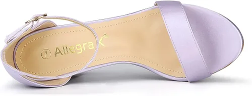 Vista 4 de Allegra K Sandalias de tacón grueso de satén con punta abierta para mujer