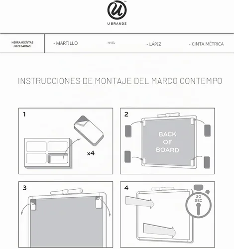 Vista 7 de U Brands Contempo pizarra magnética de borrado en seco, 11 x 14 pulgadas, marco blanco
