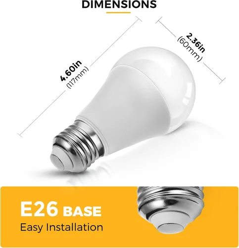 Vista 7 de L LOHAS LED Bombillas LED, Bombilla de Luz Ámbar para Ayuda del Sueño, A19 9W (Equivalente a 60 Vatios), Bloqueo de Luz Azul, Bombillas Regulables