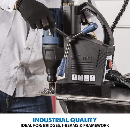 Vista 5 de Evolution Taladro magnético industrial resistente de 1-1/8 pulgadas con funda de transporte – S28MAG