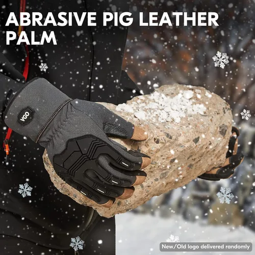 Vista 6 de Vgo... Winter Work Gloves Men,Leather Work Gloves,Anti-vibration,Mechanics Gloves,Abrasion Resistance