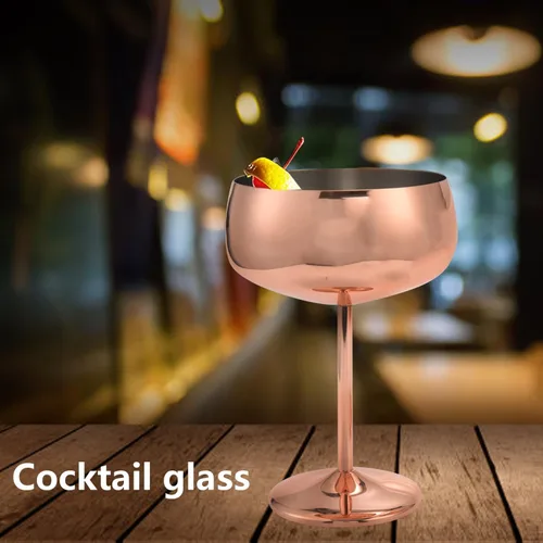 Vista 4 de Copas de champán, vasos de Martini de oro rosa, copas clásicas Coupé con tallo largo, copas de vino para sostener Manhattans, Martinis y Margaritas